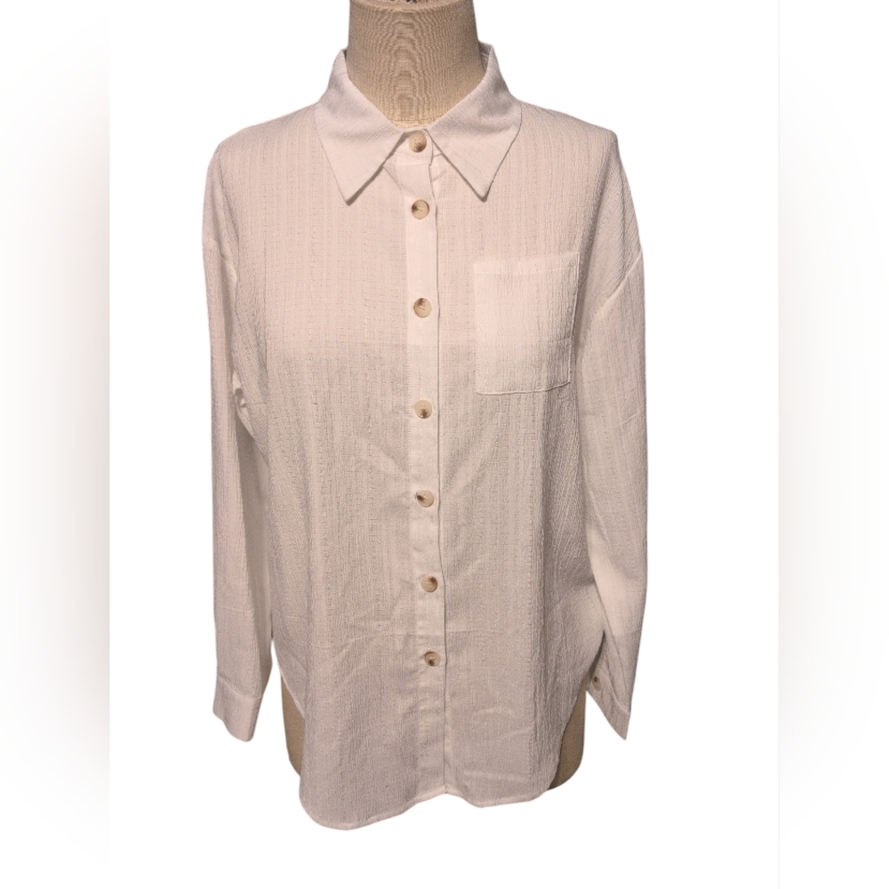Nwt Women's Button-Up Blouse Baishenggt Dress Career Casual Sheer Medium
